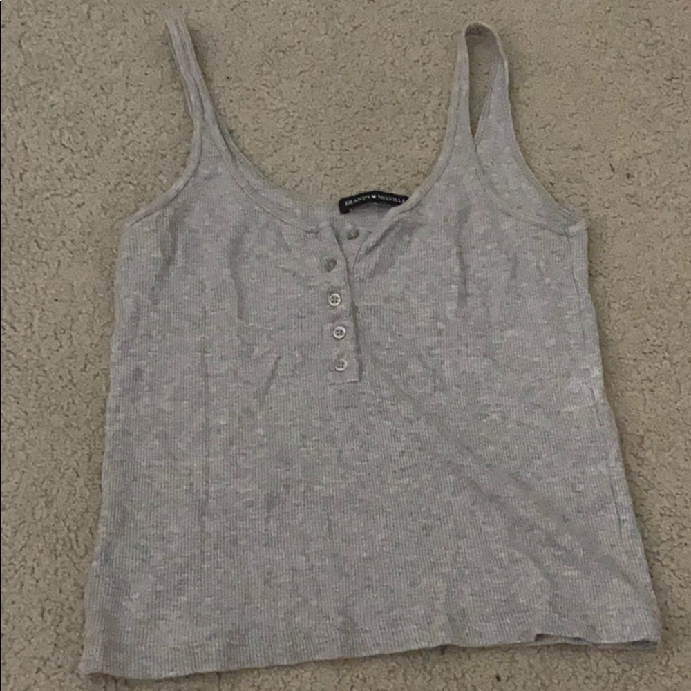Grey button tank top